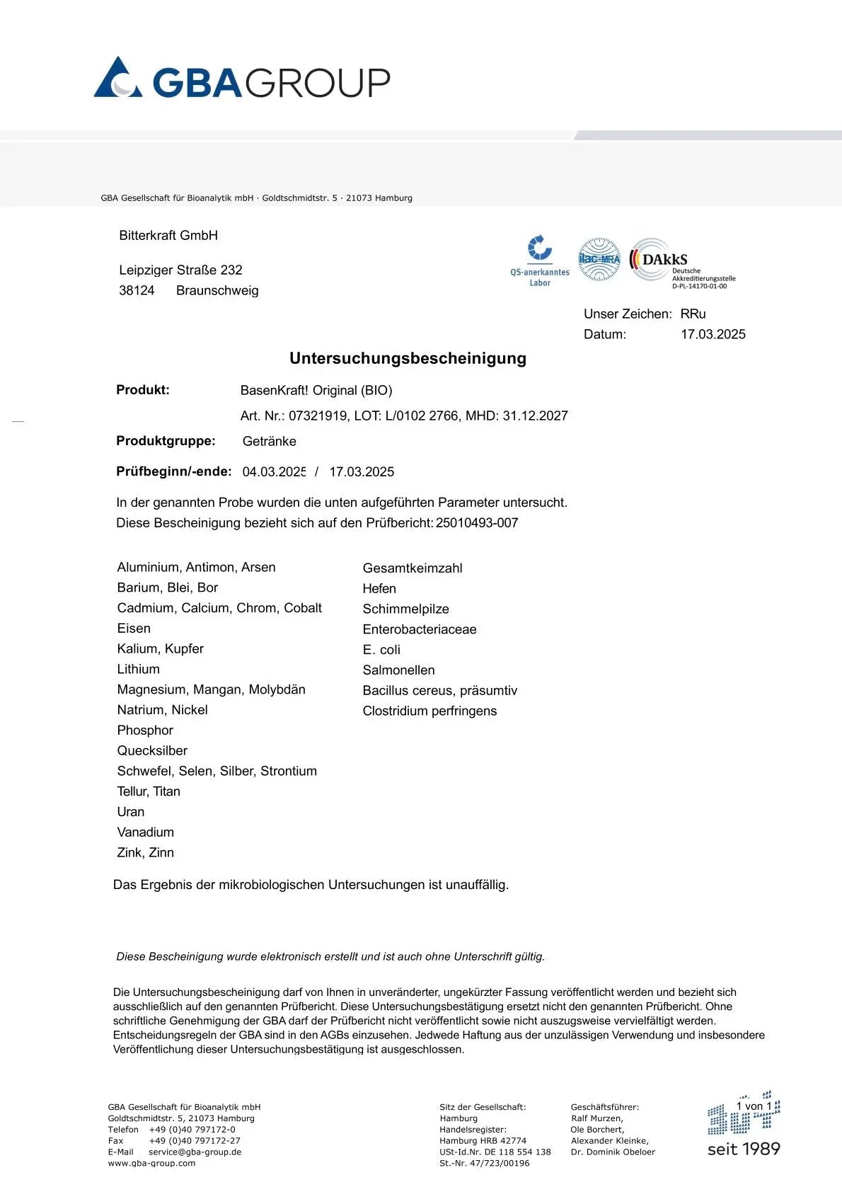 Basenkraft! Original (BIO) Bitterkraft GmbH - Bitterkraft