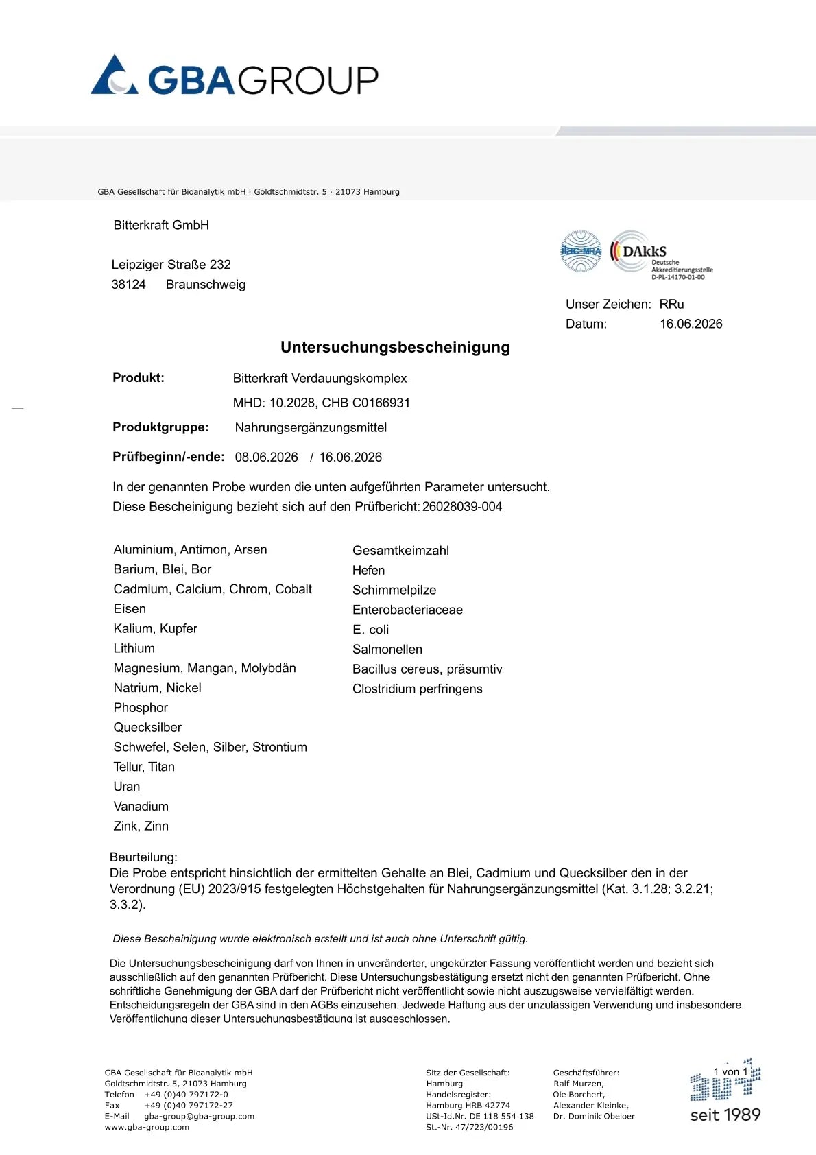 Bitterkraft Verdauungs-Komplex