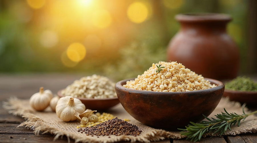 Hildegard von Bingens Dinkelrezepte für eine gesunde Verdauung – KI-generiertes Bild (KI)