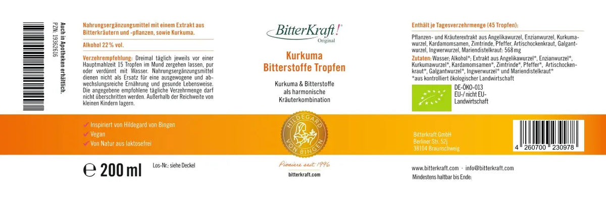 BitterKraft! Originele kurkuma-druppels (BIO) 200 ml